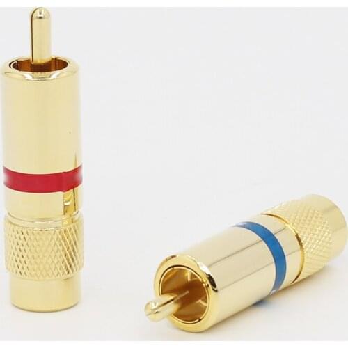 4Pcs R1726 24K Gold Plated Audio Soldering RCA Connector Plug