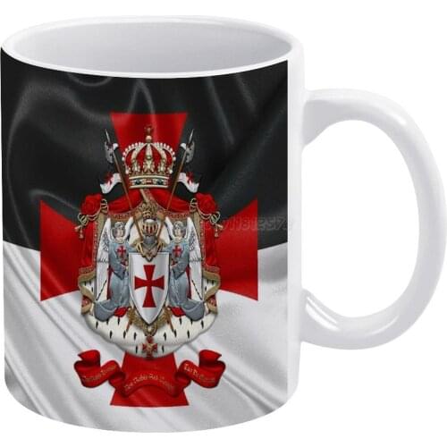 Knights Templar-Coat of Arms over Flag White Mug To Friends and Family Creative Gift 11 Oz Mug Coffee Ceramic Mug Ancient Brothe