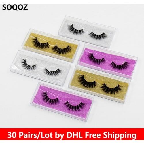 SOQOZ 30 Pairs/Lot Eyelashes 3D Mink Lashes False Eyelashes Handmade Mink Eyelashes 33 Styles Eye Lashes Glitter Packaging
