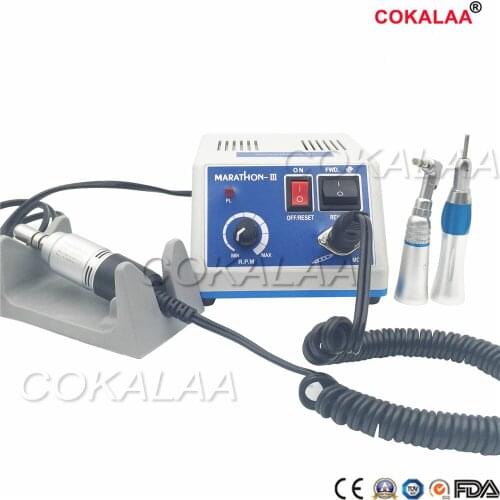 Dental Lab E-type Micromotor Polish Handpiece With Contra Angle & Straight Hand Piece + Electric Motor