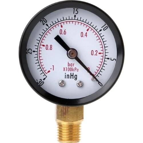 Vacuum Pressure Gauge Mini Dial Air Pressure Meter Double Scale BAR inHg 1/4"NPT