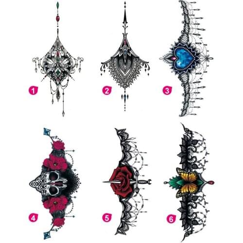 Waterproof Temporary Tattoo Sticker Body Henna Waist Breast Chest Mandala Tatto Stickers Flash Tatoo Fake Tattoos For Women