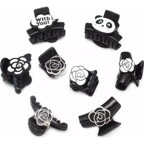 High Quality Camellia Black Hair Crab Vintage Rose Hair Claws Clamp Women Flower Ornaments Girl Hairgrip Gift Hair Clip