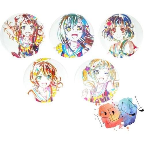 BanG Dream! Anime Poppin' Party Game Badge Kasumi Toyama Tae Hanazono Rimi Ushigome Saya Yamabuki Arisa Badge Brooch Pins