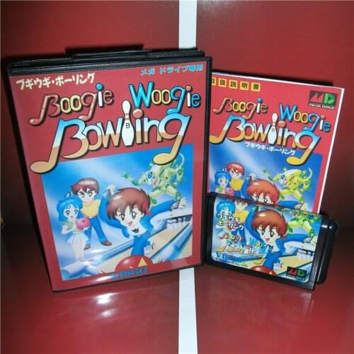 Bowling Japan Cover with Box and Manual for MD MegaDrive Genesis Video Game Console 16 bit MD card
