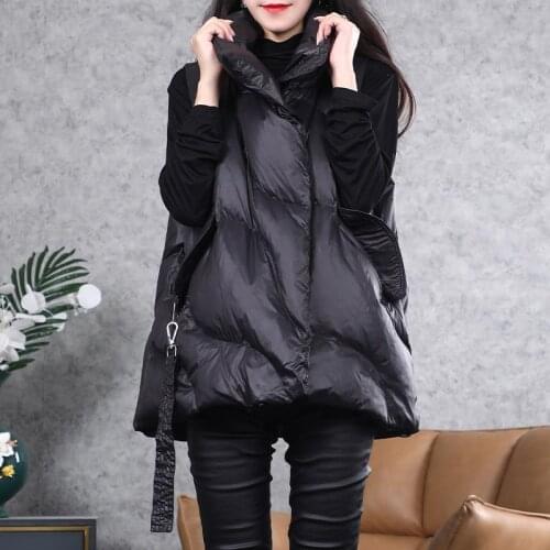 Autumn Winter Down Vest Ultra Light Women Waistcoat Casual Short Sleeveless Female Jacket Loose Parkas Chaleco Mujer X158