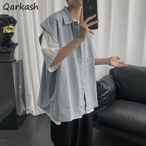 Vests Women Japanese Safari Style Couples Simple Pockets Turn-down Collar Loose Single Breasted Unisex Streetwear Fashionable