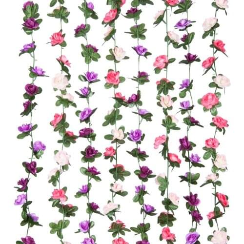 1pc 2M 45 Head Flower Garland Fake Rose Vine Artificial Flower Hanging Rose Ivy Home Office Wedding Party Garden Craft Art Décor