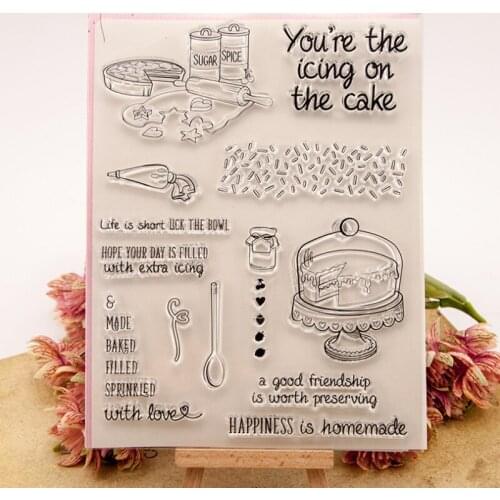 1pc Cakes Transparent Stamp Transparent Silicone Stamp Cutting DIY Scrapbooking Rubber Coloring Embossed Diary Decor Reusable