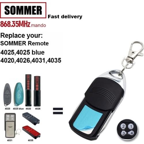 1pcs SOMMER 4011 4010 4026 TX03-868-2 4025 Garage Door Remote Control Replacement 868.35MHz Door Command