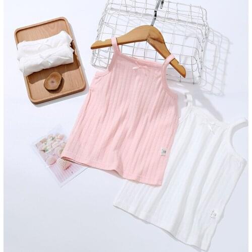 2pcs/set Girl Sleeveless Sling Vests Kids Cotton Vertical Stripes Clothes Tanks Vests Baby Girls Tops Clothing for 2-8 Years