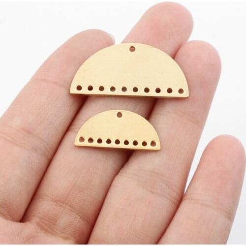 20pcs Semicircle Shape Charms Raw Brass Pendant Connector Statement For DIY Tassel Necklace Bracelet Jewelry Making Accessories
