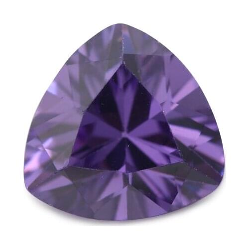 50PCS 3x3~10x10mm Trillion Shape Violet AAAAA Loose Cubic Zirconia stone Brilliant Cut CZ Gems For Jewelry DIY Stone