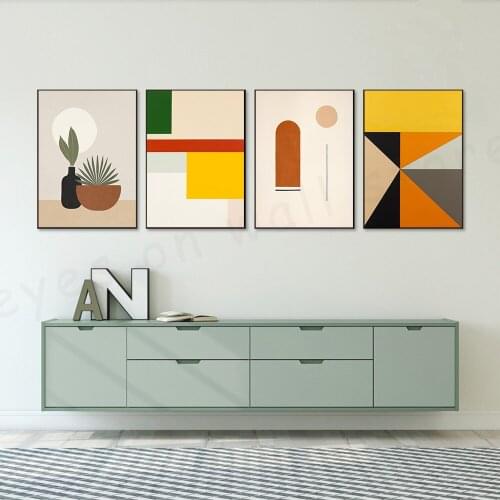 Abstract Leaf Line Geometry Viewscape Wall Art Canvas Painting Nordic Posters and Prints Wall Pictures for Living Room Decor