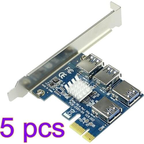 PCI-E to PCI-E Adapter 1 Turn 4 PCI-Express Slot 1x to 16x USB 3.0 Mining Special Riser Card PCIe Converter for BTC Miner Mining