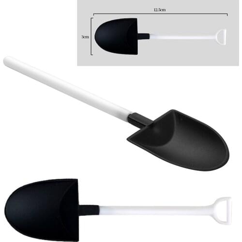 Promotion - Party Wedding Supplies, Disposable Plastic Tableware, 125*30mm White and Black Dessert Spoon, 40/Pack