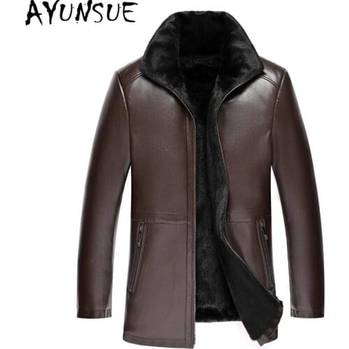AYUNSUE Men's Faux Leather Jackets