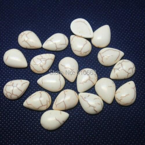 50 Pieces/Lot White Turquoisee Cabochon Dropwater Shape Beads Accessories For Earring or Pendant Size 13x18mm