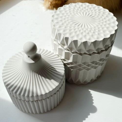 Diy Concrete Round Storage Bottle Silicone Mould for Making Jewelry Box Candle Holder Plaster Epoxy Mold