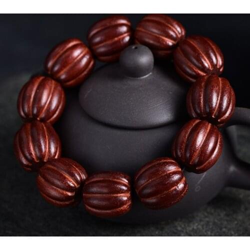 African lobular rosewood old material sandalwood sandalwood carved beads pumpkin beads bracelet 108 bracelets