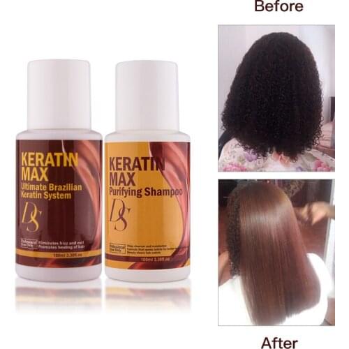 Brazil keratin 12% Formalin Keratin Hair Treatment For Damaged Curly Hair + 100ml Purifying Shampoo