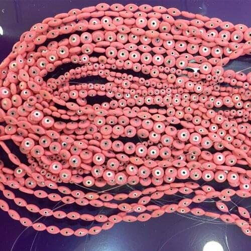 10 Pcs 4/6/8mm Evil Eye Natural Shell Beads DIY Jewelry Findings Round Pink Pearl Bay Eyes Beads For Necklace Bracelet Making