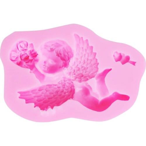 Byjunyeor M358 Angel Baby UV Resin Silicone Mold Fondant Chocolate Candy Lollipop Crystal Epoxy Soft Clay Bake Tools