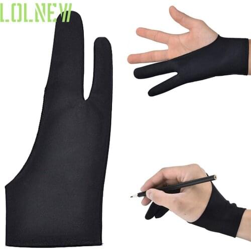 Black Artist Drawing Glove for Any Graphics Drawing Tablet Black 2 Finger Anti-Fouling Both for Right and Left Hand Free Size