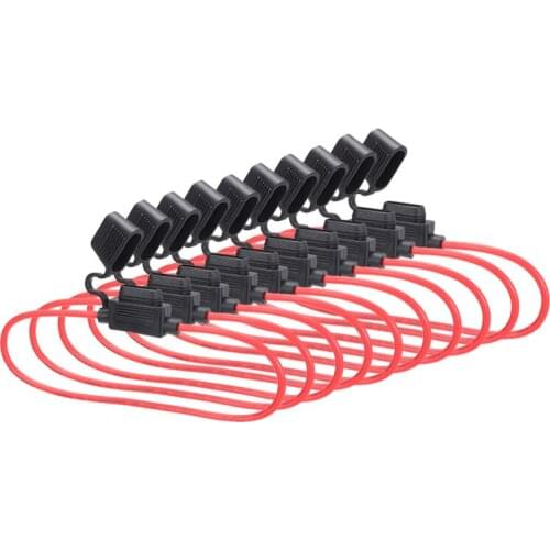 For Cars Boats Trucks 10pcs 12V Standard Blade Inline Fuse Holder with Cover +10pcs 40A Blade Fuse 12AWG Length Mayitr