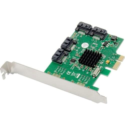 For Chia Mining 4 Port SATA3.0 Adapter To PCIe X1 GEN3 6GBPS Expansion Converter Card Converter Marvell 88SE9215 For HDD SSD