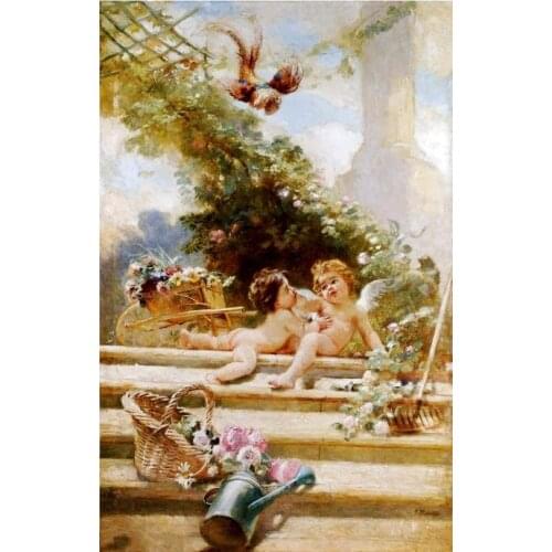 Two Angel children Cute Baby Embroidery Needlework 14CT Canvas Counted Unprinted DIY Cross Stitch Kits Handmade Arts Decor