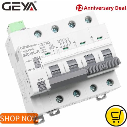 GEYA Din Rail Automatic Circuit Reclosers Mini Breaker GRD9L-R GYM9 4POLE AC MCB 6KA Smart MCB C Curve