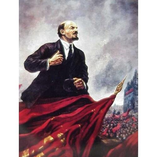 TOP art oil painting --Russia LEADER Lenin --SOVIET great Vladimir Lenin revolution art painting -100% hand painted # 36