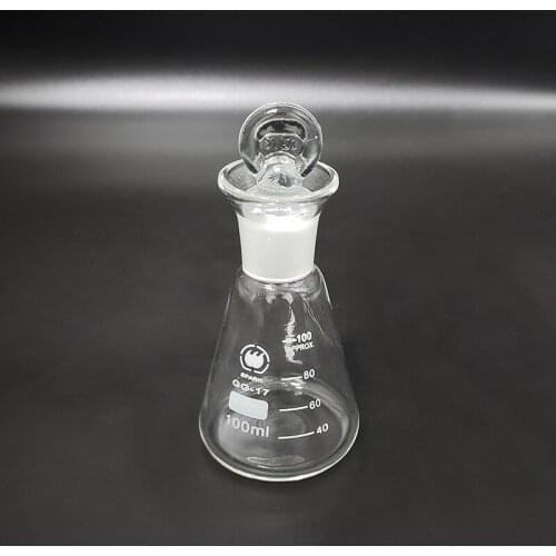 HUOHUA Lodine flask with ground-in glass stopper 100ml,Erlenmeyer flask with tick mark,Iodine volumetric flask,Triangular flask