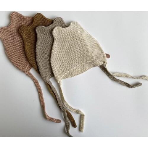 Korean Style New Autumn Baby Kids Knitted Elastic Hats Cute Cartoon Solid Color Infants Warm Outdoor Caps