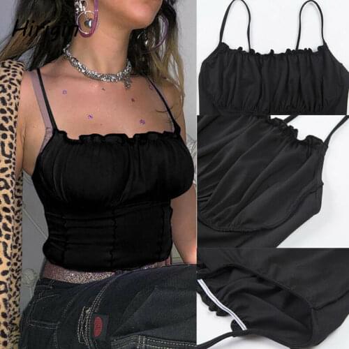 2020 hot Sell Summer Women black Vest Fashion Sleeveless Strapless Solid Ruffles Crop Tops Pullovers Ladies Tanks Women Camisole