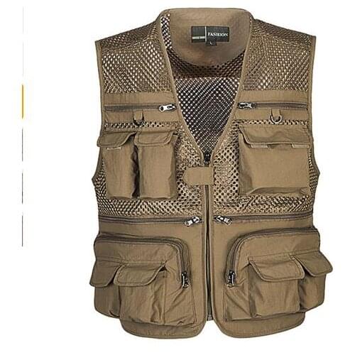 Summer Breathable Mesh Men Vest Multi-Pockets Tactical Vests Outdoor Fishing Hunting Hiking Vest Photography Sleeveless Jacket