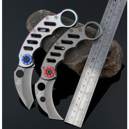 Mengoing Karambit Folding Blade Knife 5Cr13 Steel 59HRC High Hardness Self-Defense Durable EDC Claw Knives