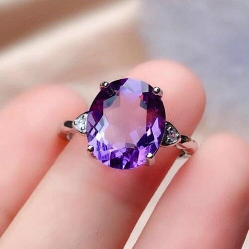 MOONROCY Purple Crystal Ring Silver Color Party Wedding Rings Jewelry Wholesale Round for Women Gift Dropshipping Wholesale