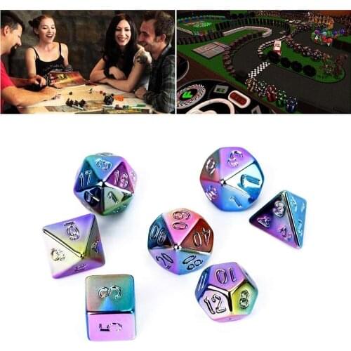 Polyhedral Dice Set Double-Colors Gold Numbers Of D4 D6 D8 D10 D12 D20 Table Games Metal Dice