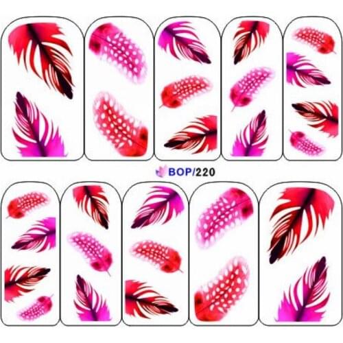UPRETTEGO NAIL ART WATER DECAL SLIDER NAIL STICKER 4 COLORS BIRD FEATHER MORNING TRUMPET FLOWER TROPICAL BOP220-227