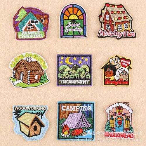 50pcs/Lot Embroidery Patches Letters Clothing Decoration Accessories Houses Diy Iron Heat Transfer Applique Spirited Away