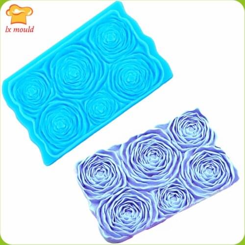 New 3D Grain Rose Line Silicone Mold Flower Fondant Dry Pesce Decorating Chocolate Baking Tools Candle Slices