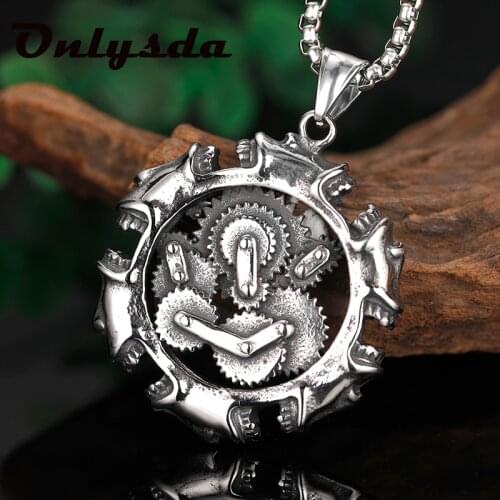 Onlysda Punk Gear wheel Necklace Pendant For Men Male Gothic Jewelry Boy Gift Stainless steel Neck chains Gift OSDZ174