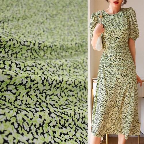Half Meter Fashion Light Green Or Blue Little Flower Chiffon Fabric For Dress Shirt Cheongsam Ladys Garment Material 1204