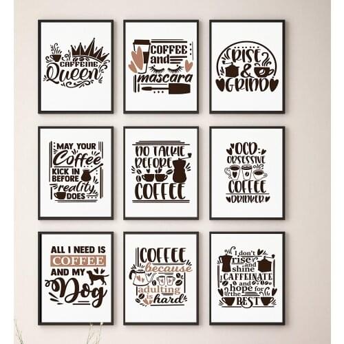 Funny Coffee Quotes Abstract Posters Fashion Store Wall Art Photo Prints Modern Canvas Painting Kitchen Nordic Home Decoration