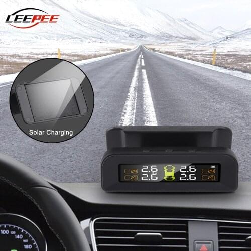 LEEPEE Solar Power TPMS Car Tire Pressure Monitor System LCD Auto Tyre Temperature Alarm Systems Car Accessories Universal