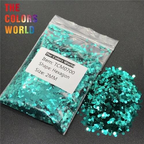 TCM0700 Jade Blue Color Metallic Luster Hexagon Shape Nail Glitter Nail Art Decoration Gel BodyGlitter Henna Tattoo Handwork DIY
