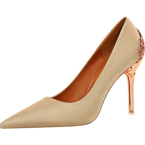 BIGTREE Metal Carved Thin Heel Wedding High Heels Pumps Women 2020 Sexy Pointed Toe Ladies Shoes Fashion Candy Colors Shoes