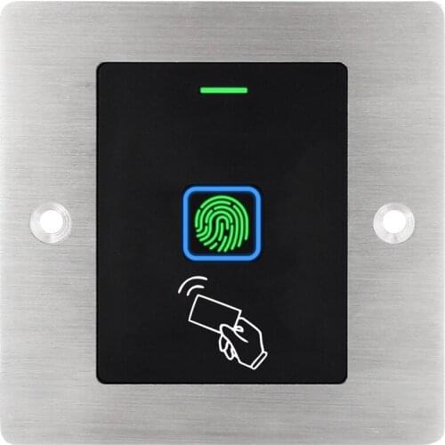 IP66 Waterproof Concealed Fingerprint Standalone Access Controller Reader 86X86mm Support 125KHz RFID EM ID Card